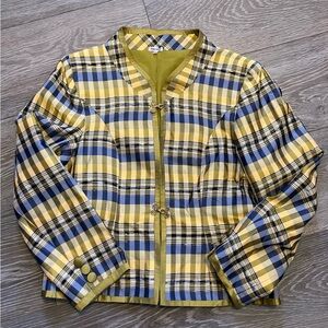 ✨Vintage ✨ Thai Silk plaid Blazer with Ornate Hardware